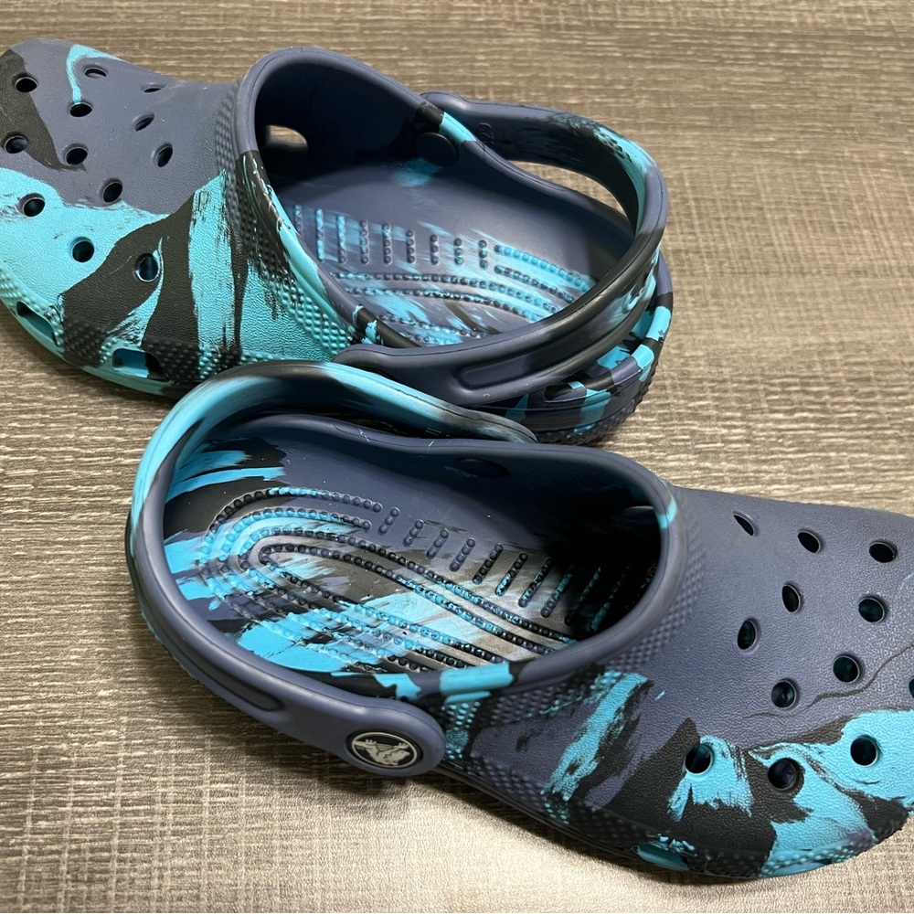 CROCS Blue and Black Sandals with Perforated Design